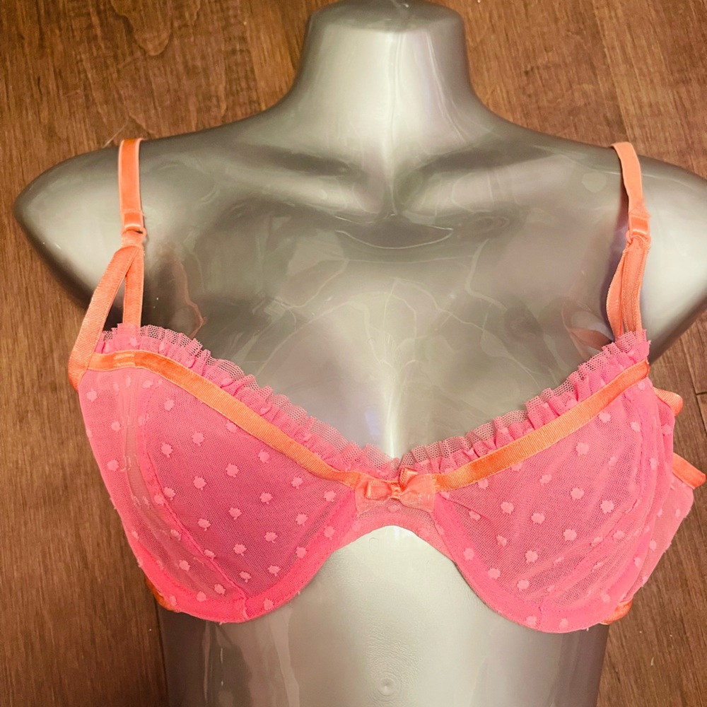Peach Pink Lace Bra